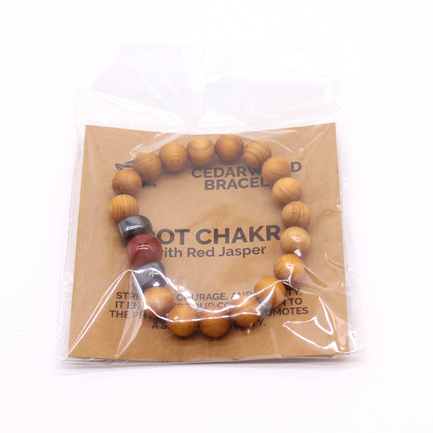 Bracelet en cèdre - Chakra racine - Jaspe rouge