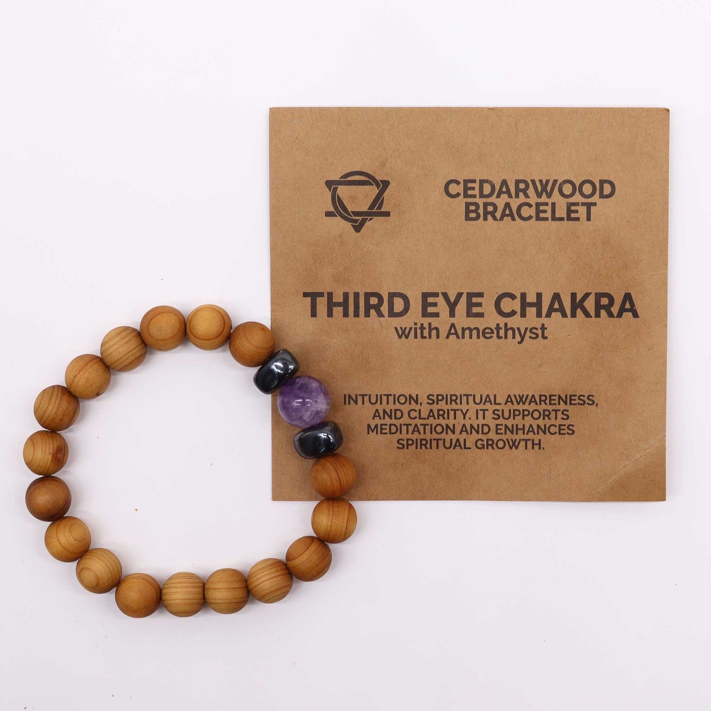 Bracelet en cèdre - Chakra du troisième œil - Améthyste