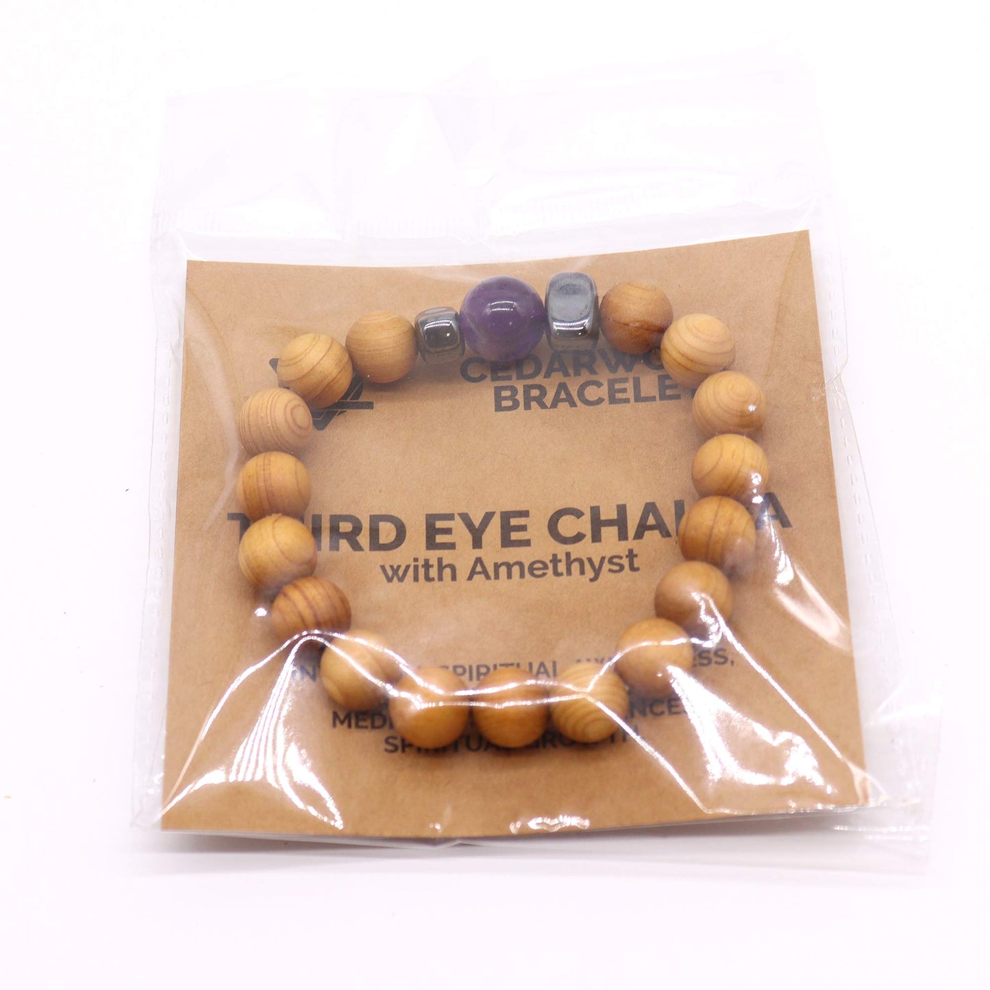 Bracelet en cèdre - Chakra du troisième œil - Améthyste