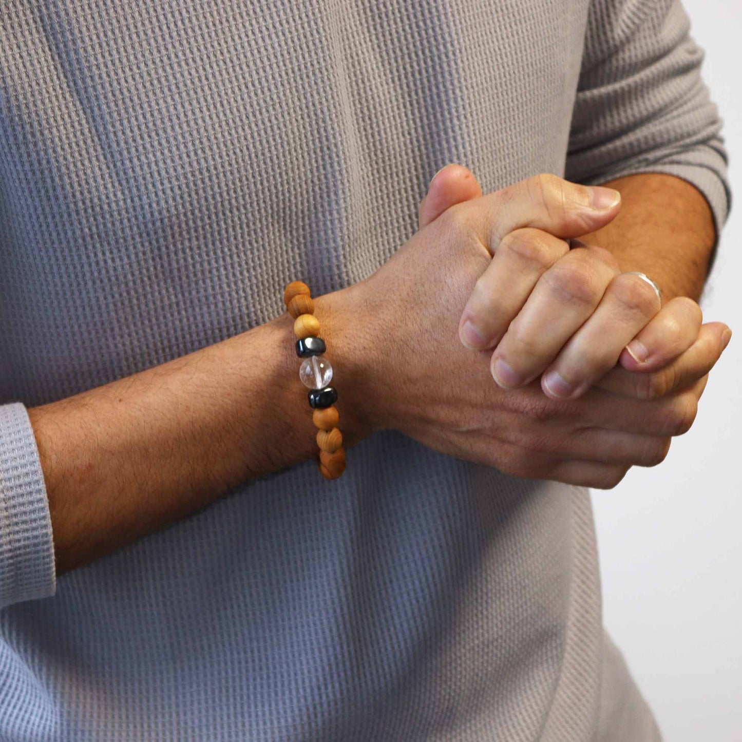 Bracelet en cèdre - Chakra de la couronne - Quartz clair