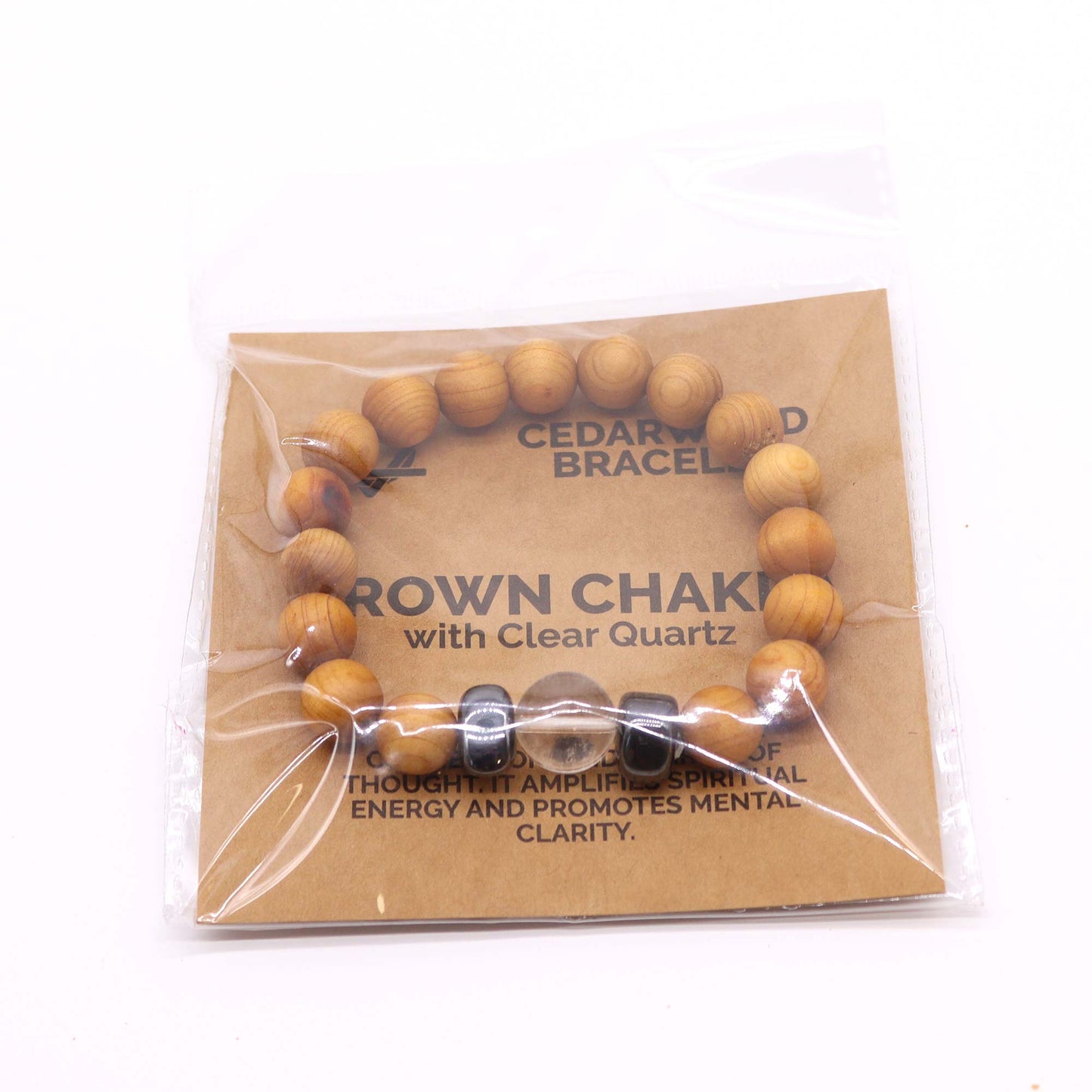 Bracelet en cèdre - Chakra de la couronne - Quartz clair
