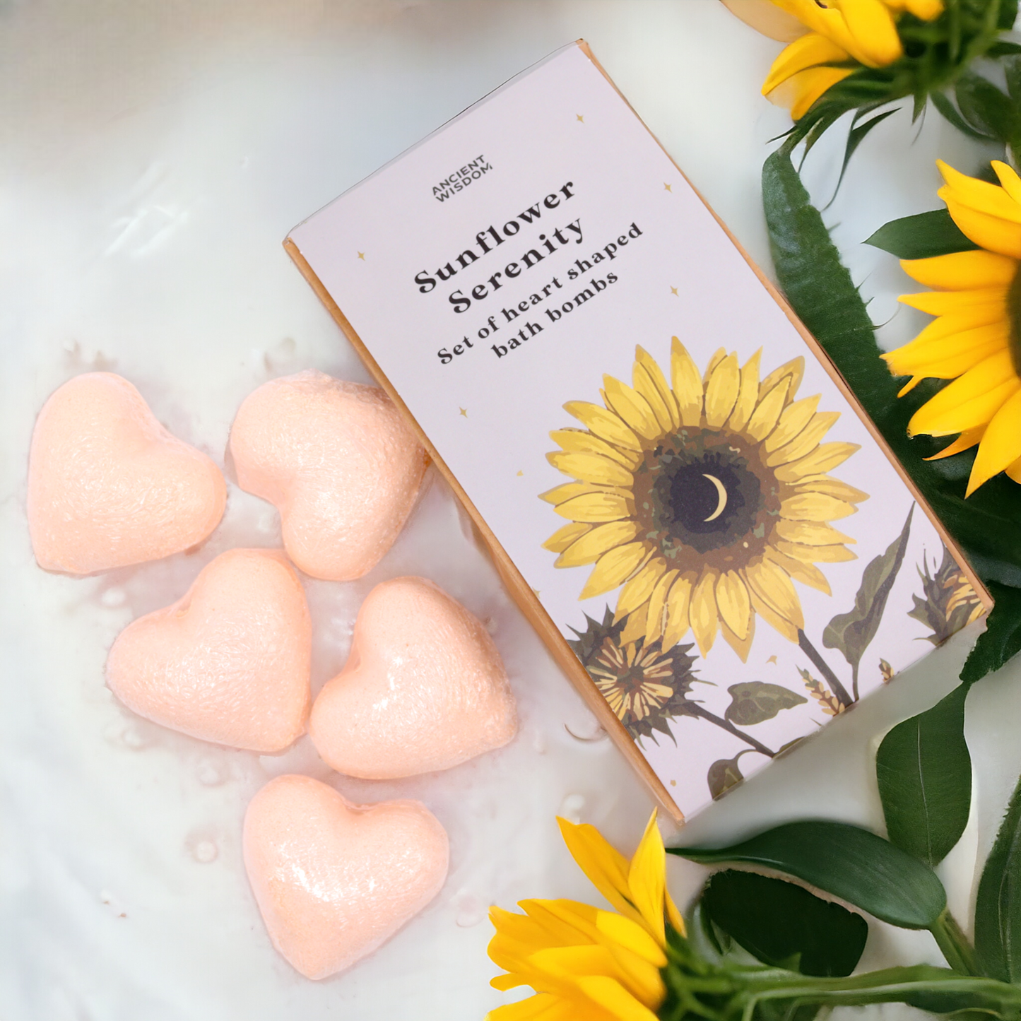 Coffret de bombes de bain cœur-tournesol