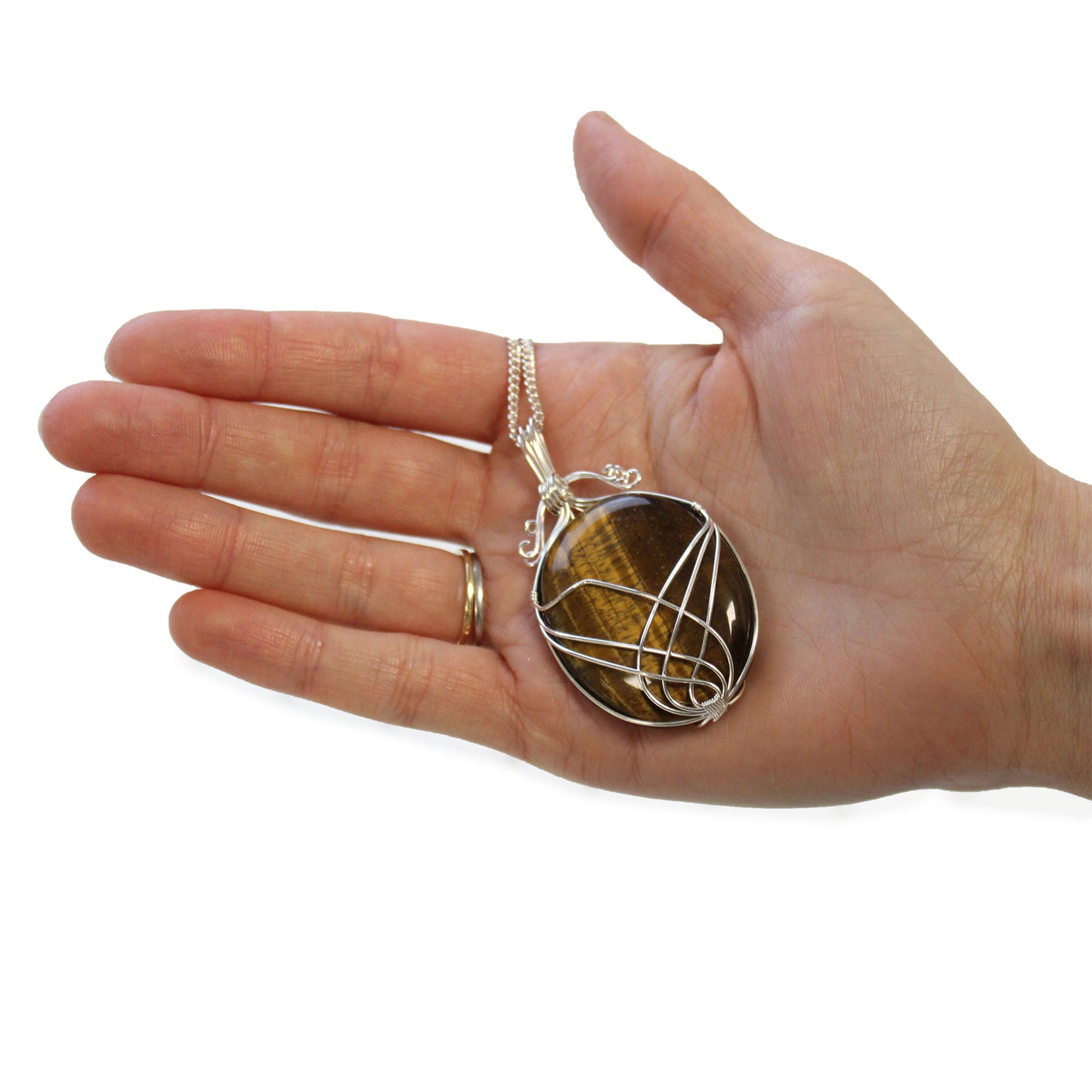 Collier en pierres précieuses enveloppées en cascade - Œil de tigre brut