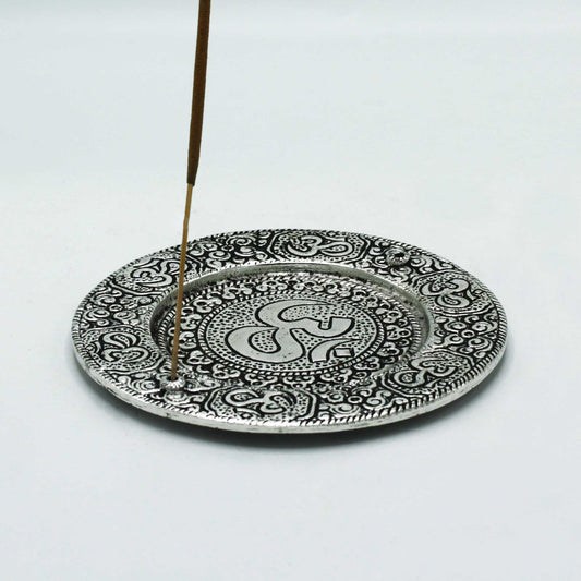 Porte-Encens Om Rond Aluminium Poli 11cm