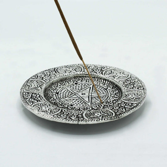 Porte-encens pentagone en aluminium poli 11,5 cm