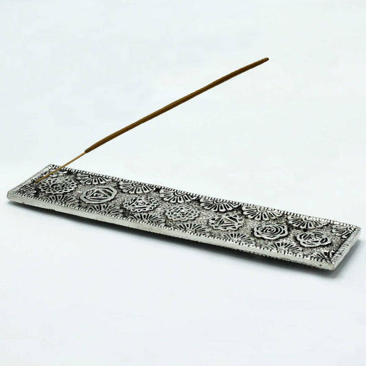 Porte-encens Chakra long en aluminium poli 23 cm