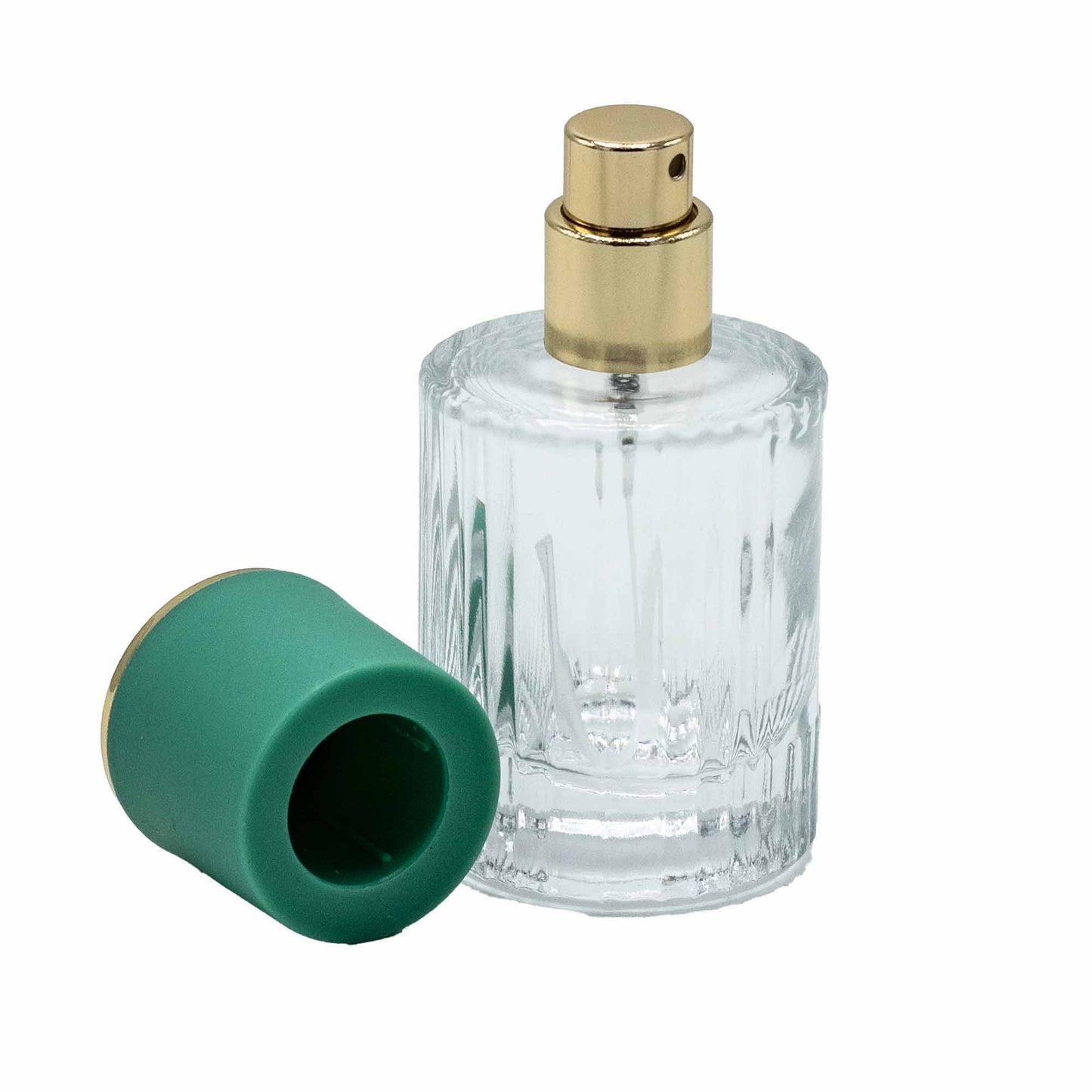 Flacons de parfum en verre avec vaporisateur et bouchon vert 30 ml