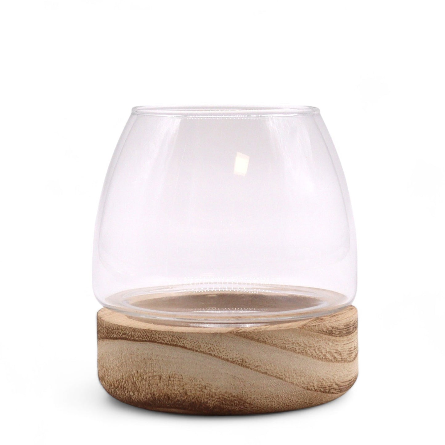 Petit Terrarium en Bois de Tung Naturel - 10x10cm