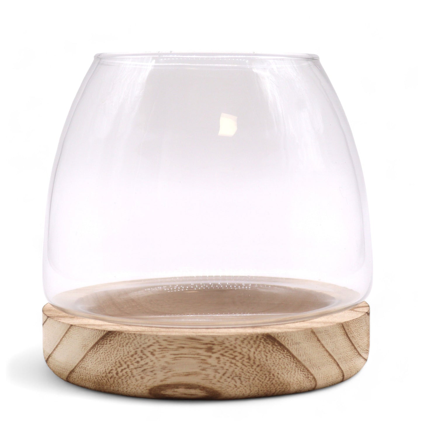 Petit Terrarium en Bois de Tung Naturel - 15x15cm