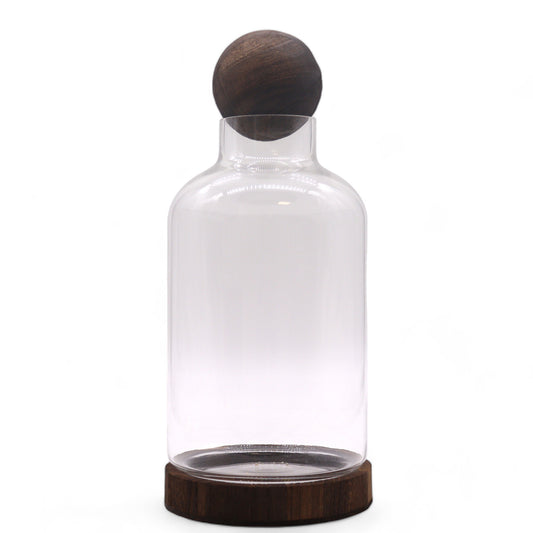 Terrarium en tung foncé de taille moyenne à grande avec couvercle à boule - 16 x 32 cm