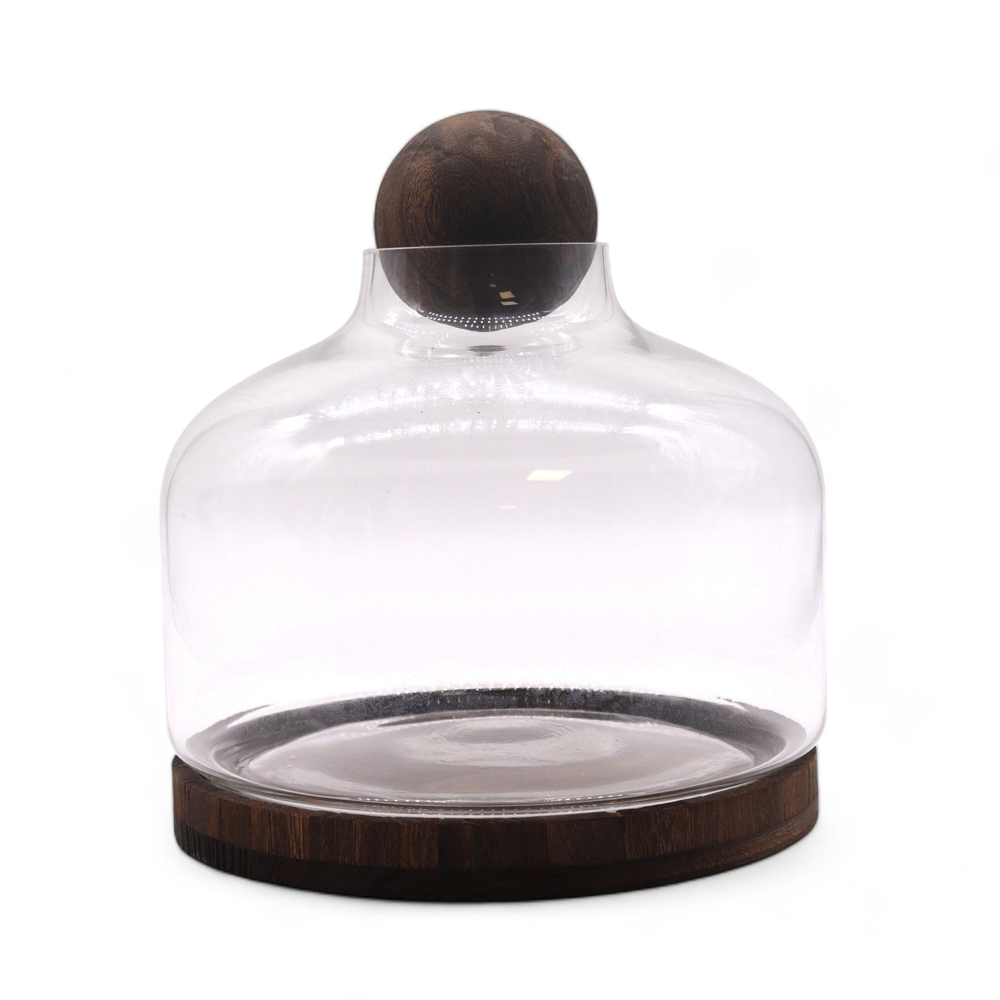 Terrarium extra large en bois de tung foncé avec couvercle sphérique - 23 x 23 cm