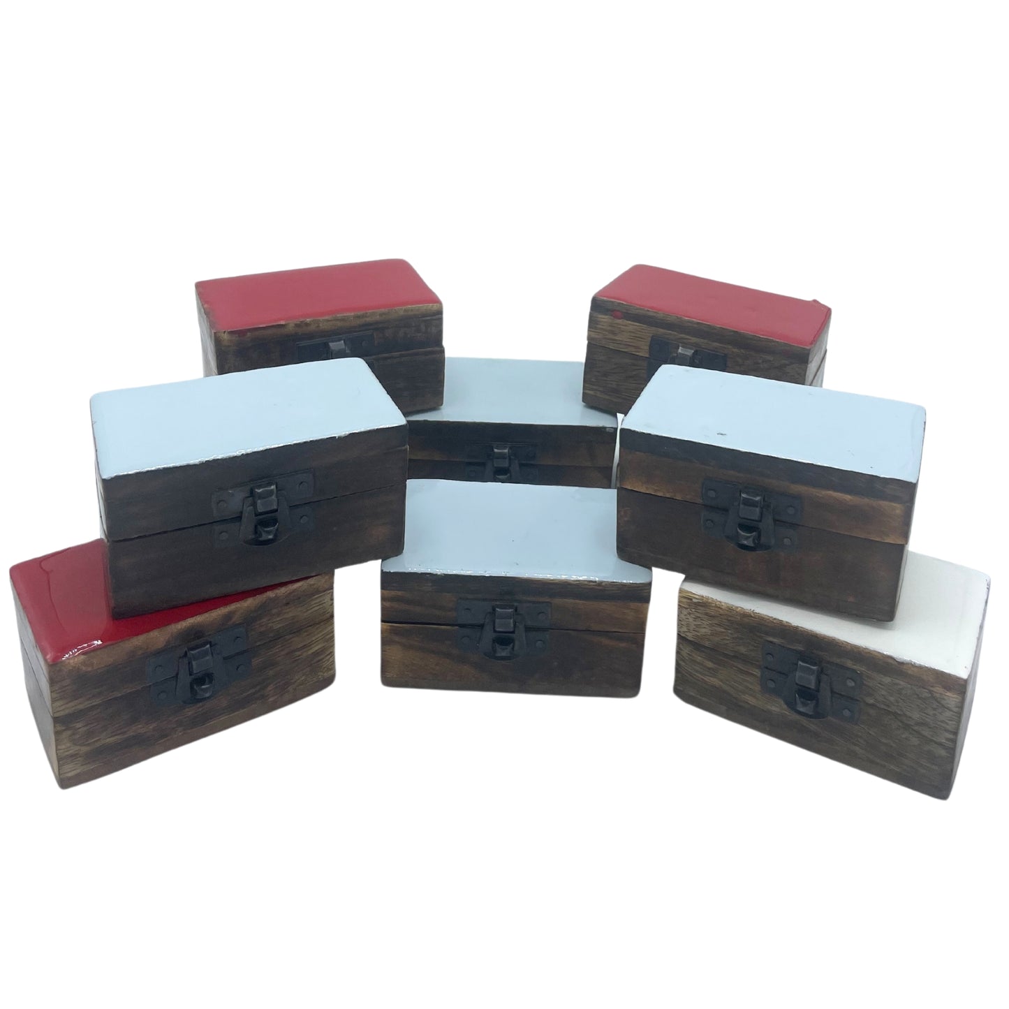 Pilulier en bois 9 x 5 x 4 cm - Couleurs unies en céramique - Assortiment