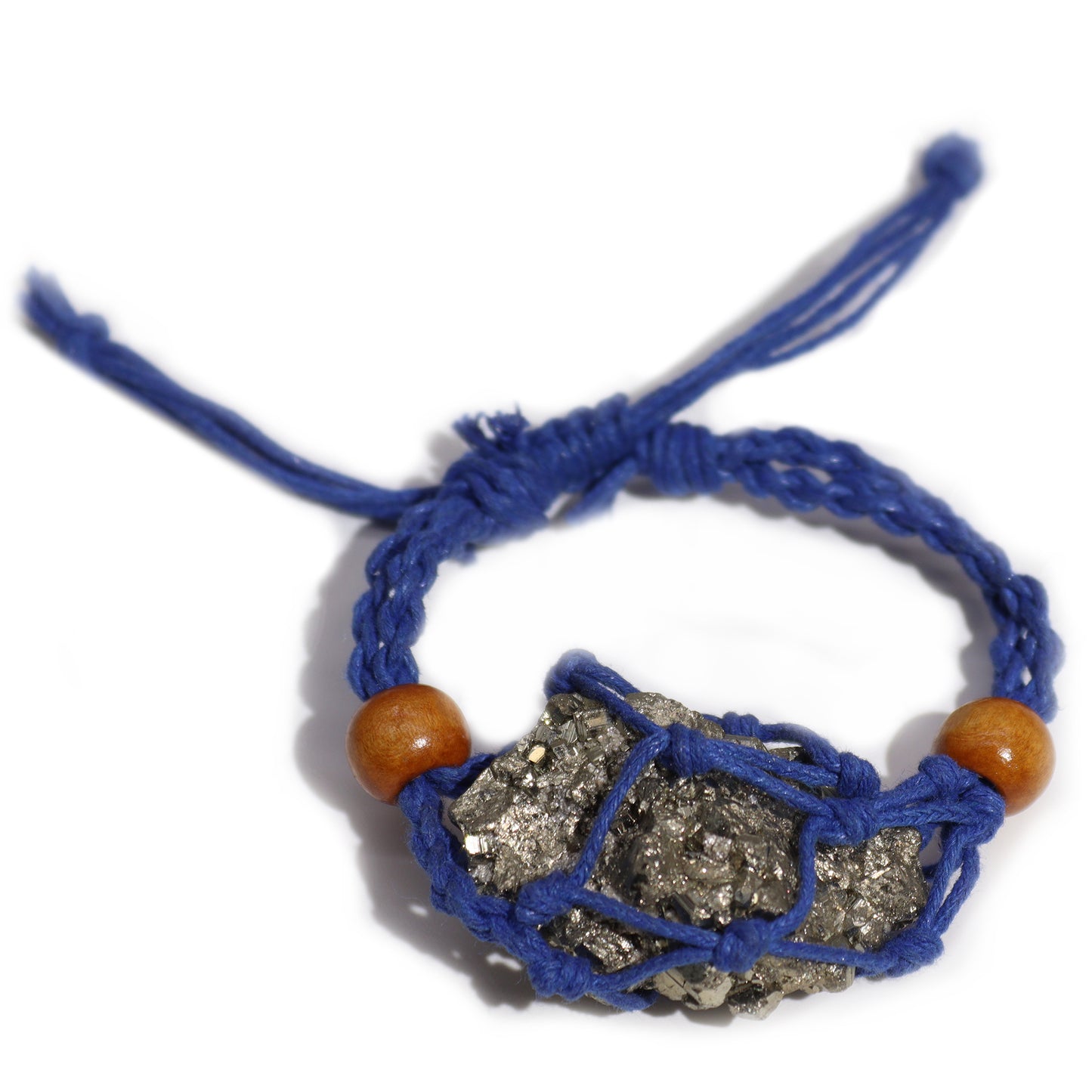 Bracelet en macramé et pierres précieuses 20-28 cm - Bleu marine
