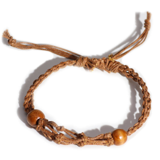 Bracelet en macramé et pierres précieuses 20-28 cm - Marron