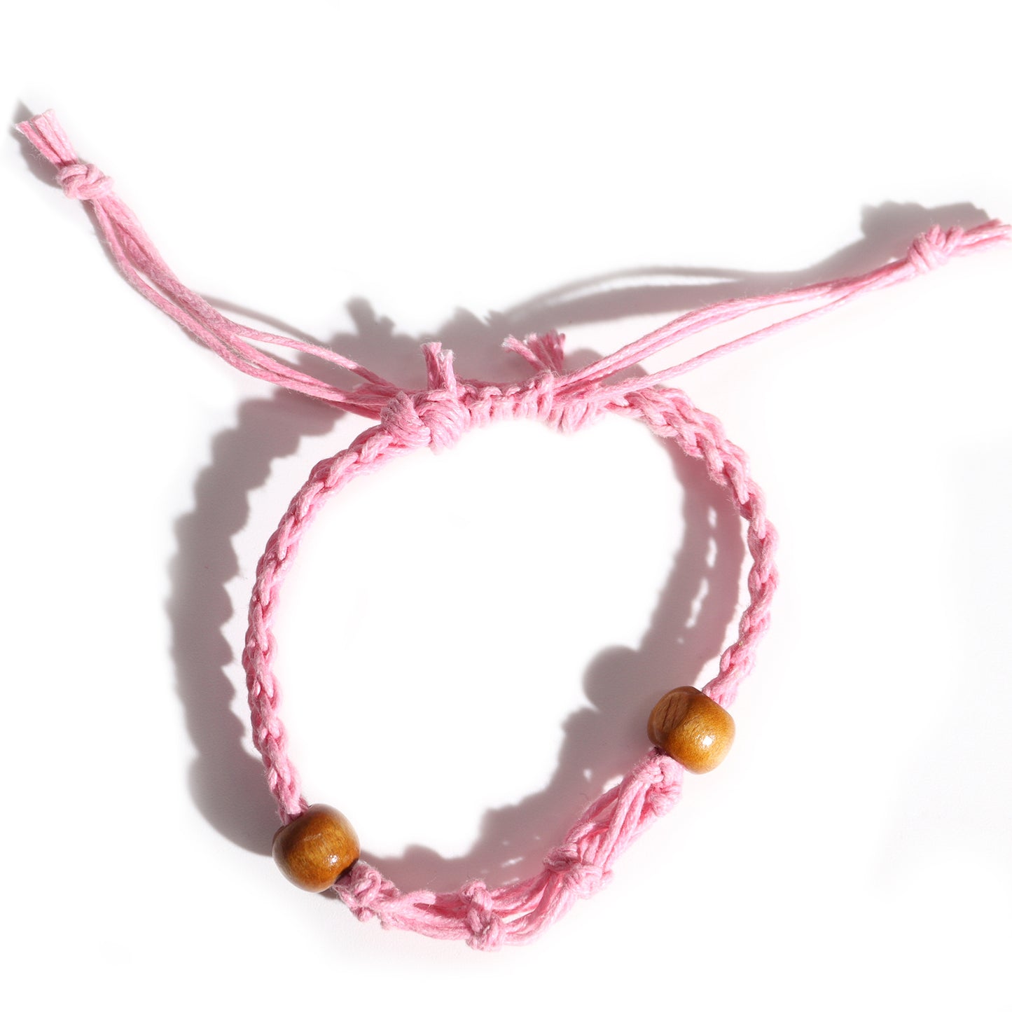 Bracelet en macramé et pierres précieuses 20-28 cm - Rose