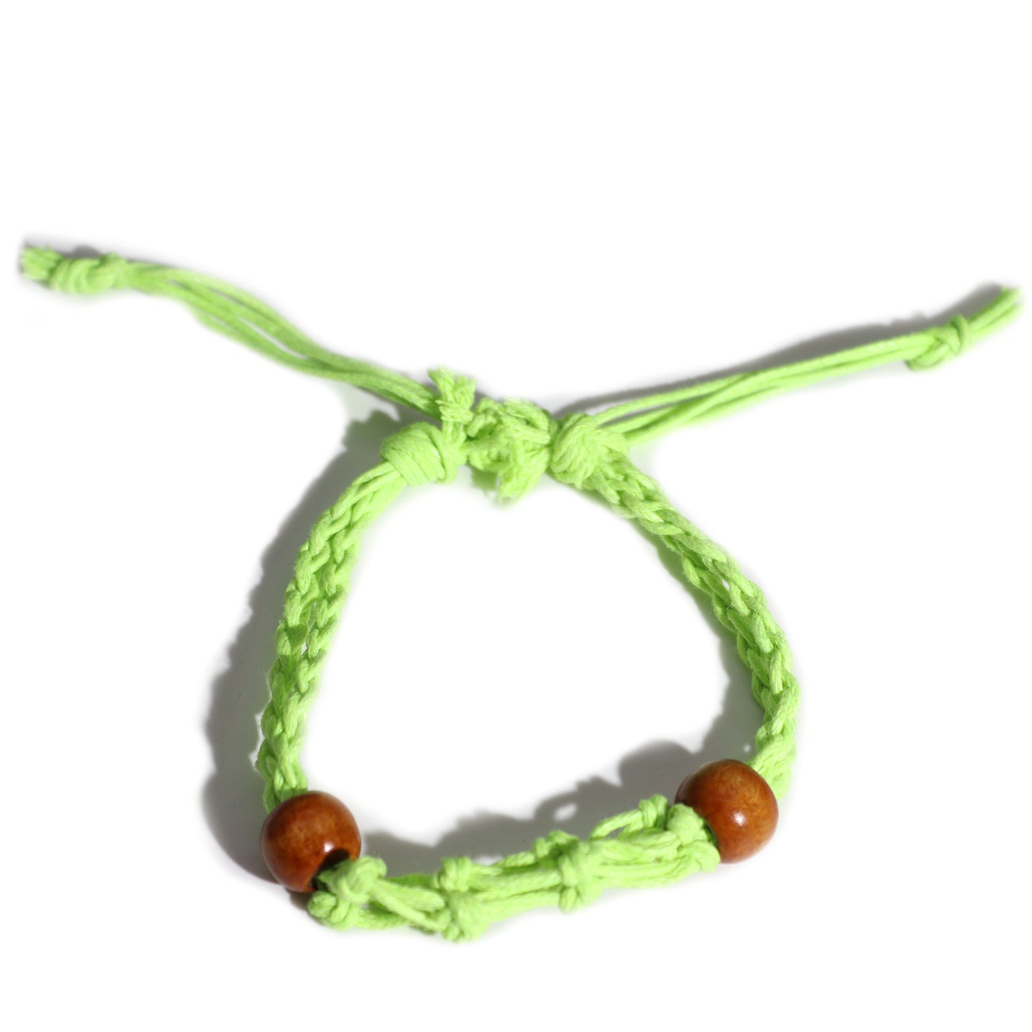 Bracelet en macramé et pierres précieuses 20-28 cm - Vert