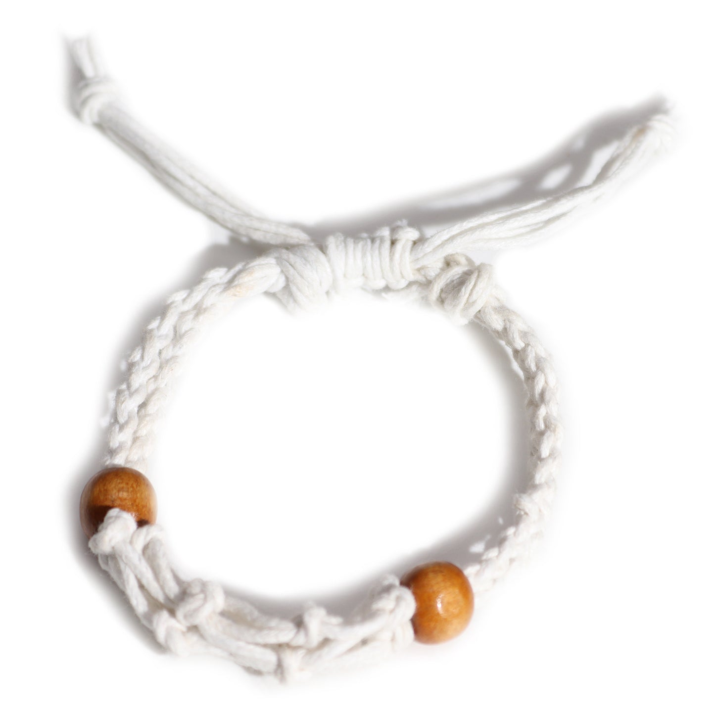 Bracelet en macramé et pierres précieuses 20-28 cm - Blanc