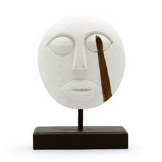 Masque décoratif tribal Timor - Blanc 27 x 20 cm