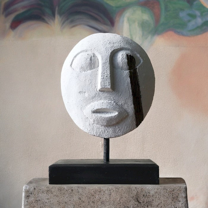 Masque décoratif tribal Timor - Blanc 27 x 20 cm