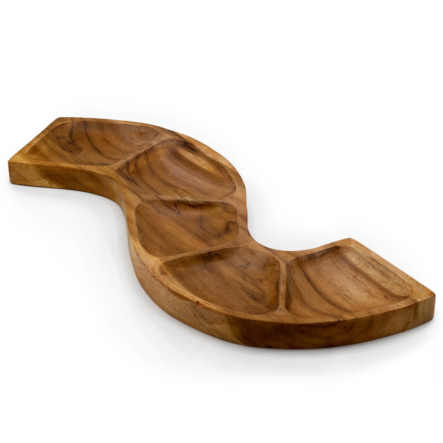 Bol en bois de teck - Forme de serpent (environ 55 cm)