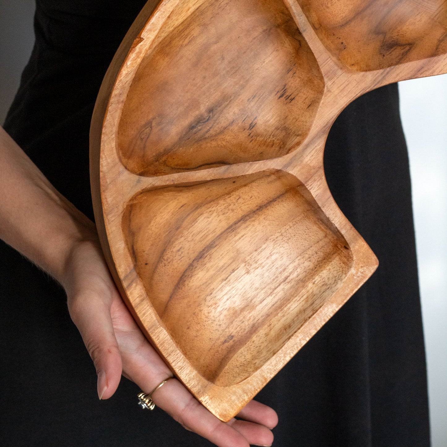 Bol en bois de teck - Forme de serpent (environ 55 cm)