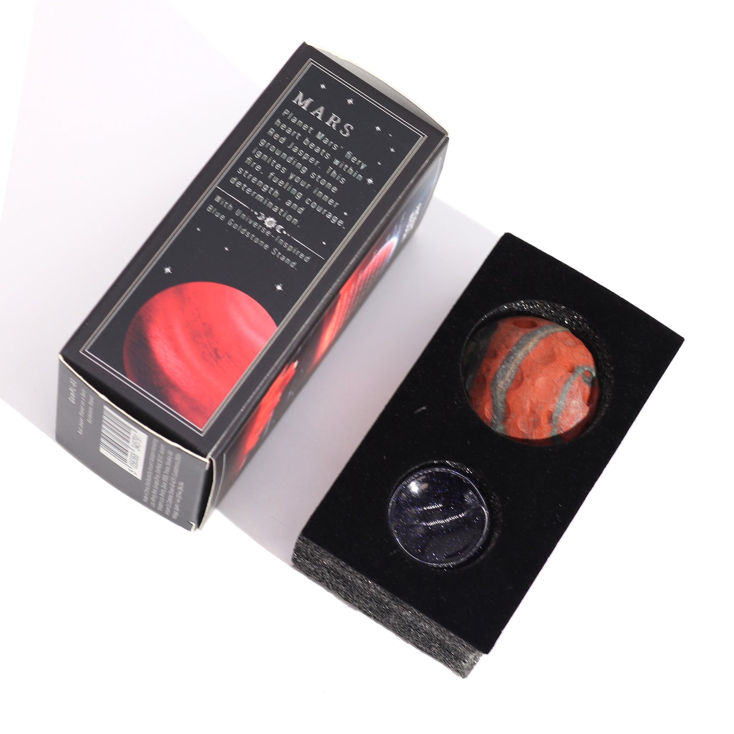 1x Planète en jaspe rouge avec support solaire (MARS) - 40 mm