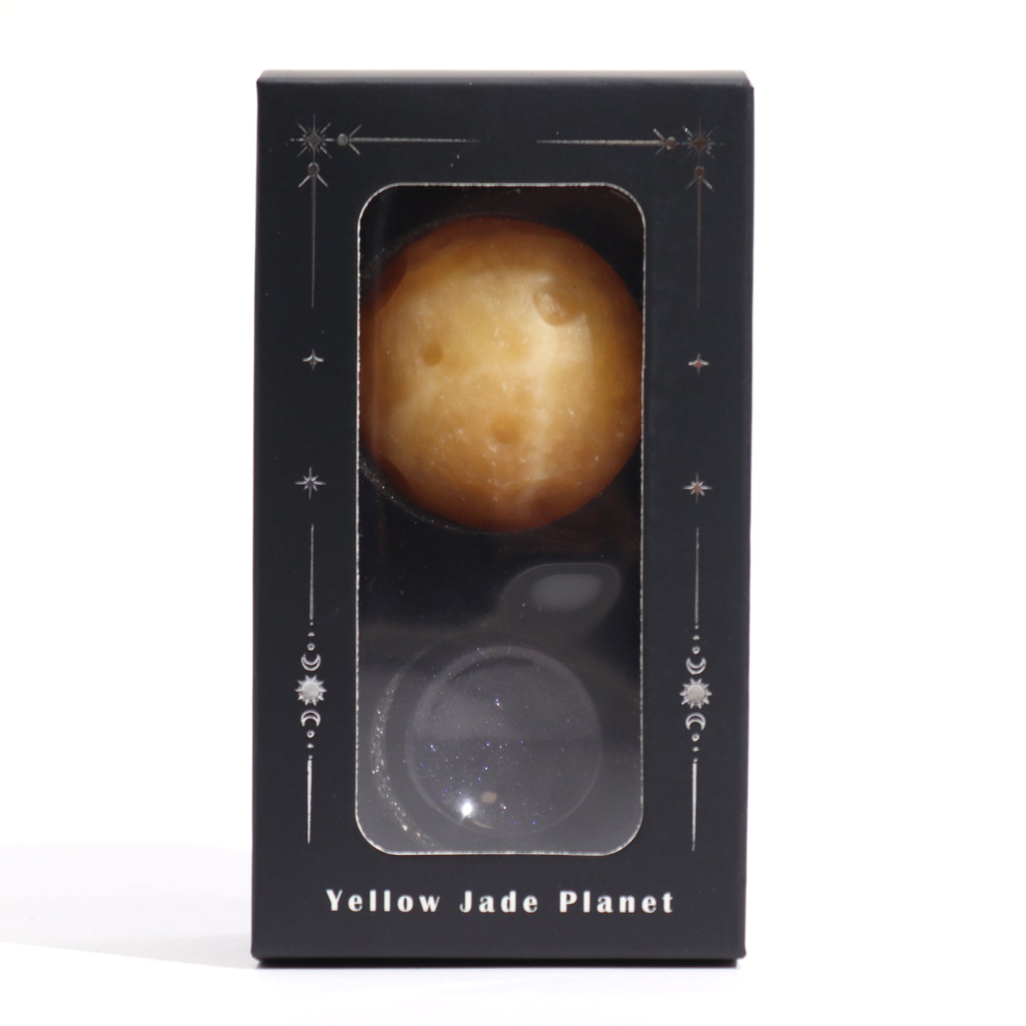 1x Planète de jade jaune avec support solaire (SATURNE) - 40 mm
