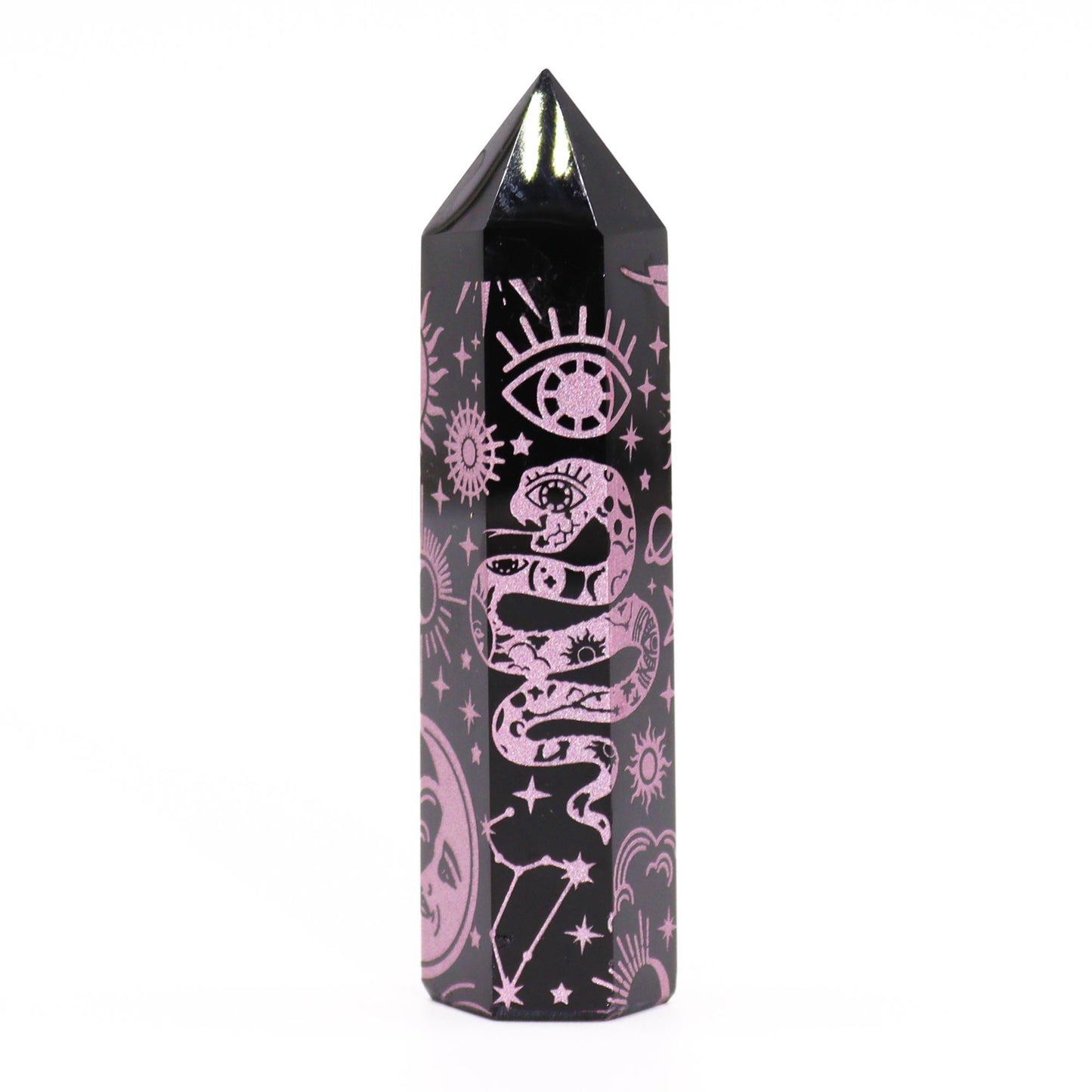 Pointes d'obsidienne noire (environ 60-70 g, 9 cm) - Histoire mystique - Rose
