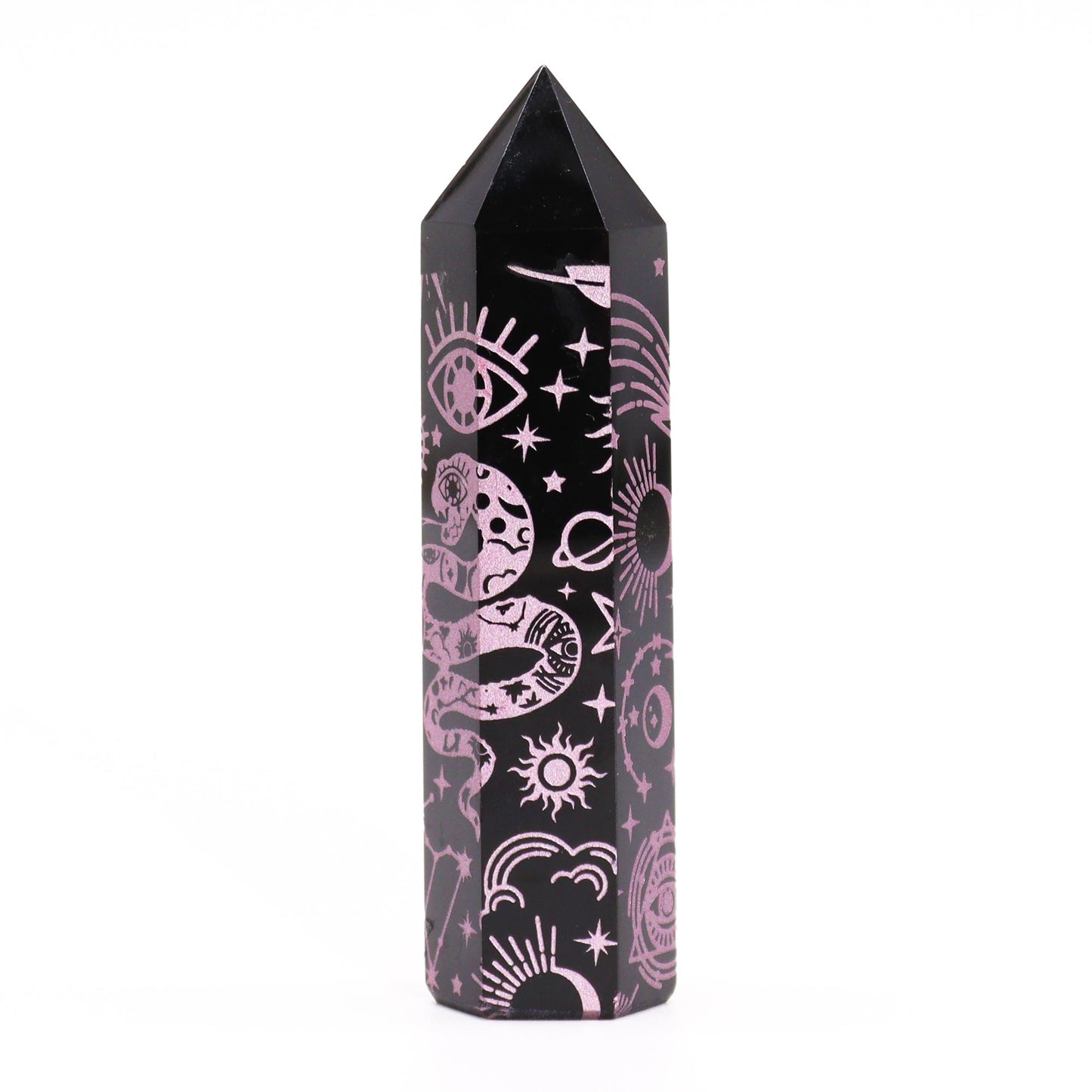 Pointes d'obsidienne noire (environ 60-70 g, 9 cm) - Histoire mystique - Rose