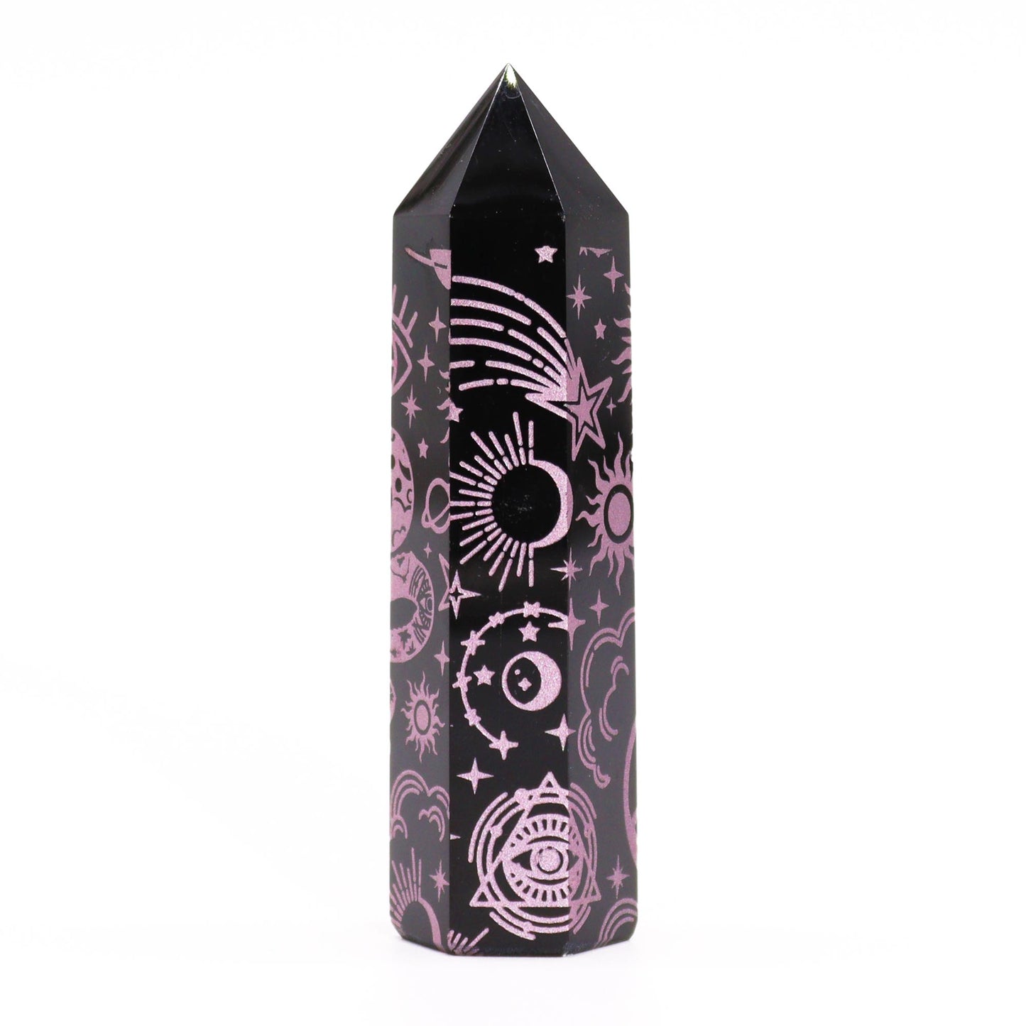 Pointes d'obsidienne noire (environ 60-70 g, 9 cm) - Histoire mystique - Rose