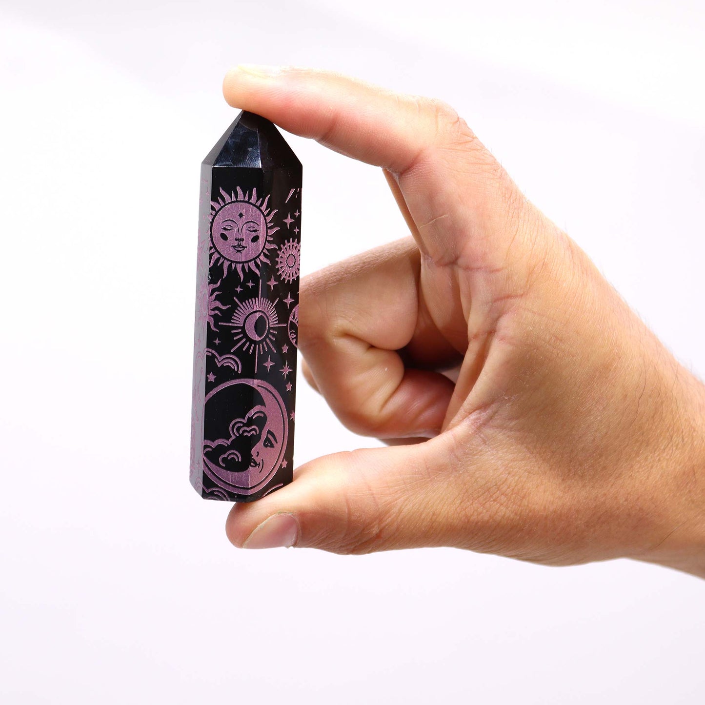 Pointes d'obsidienne noire (environ 60-70 g, 9 cm) - Histoire mystique - Rose