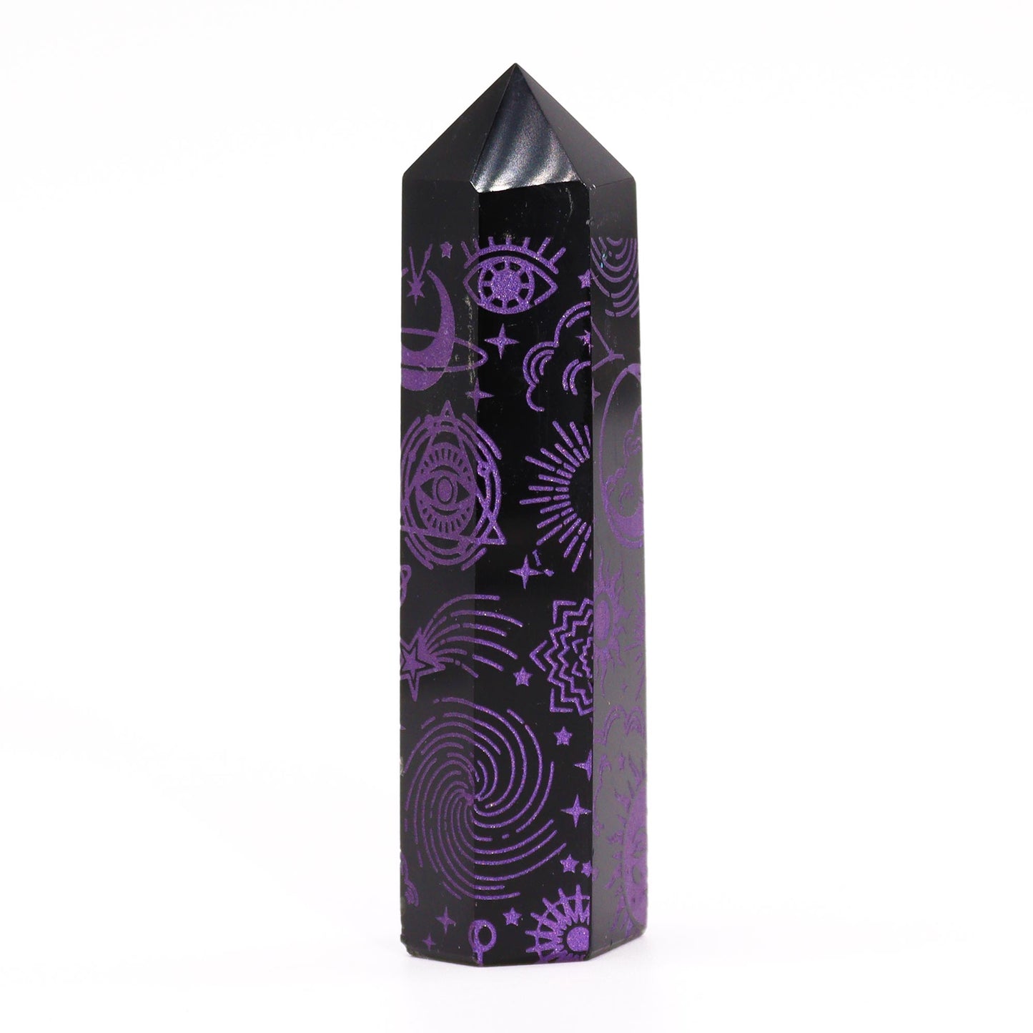 Pointes d'obsidienne noire (environ 60-70 g, 9 cm) - Histoire mystique - Violet foncé