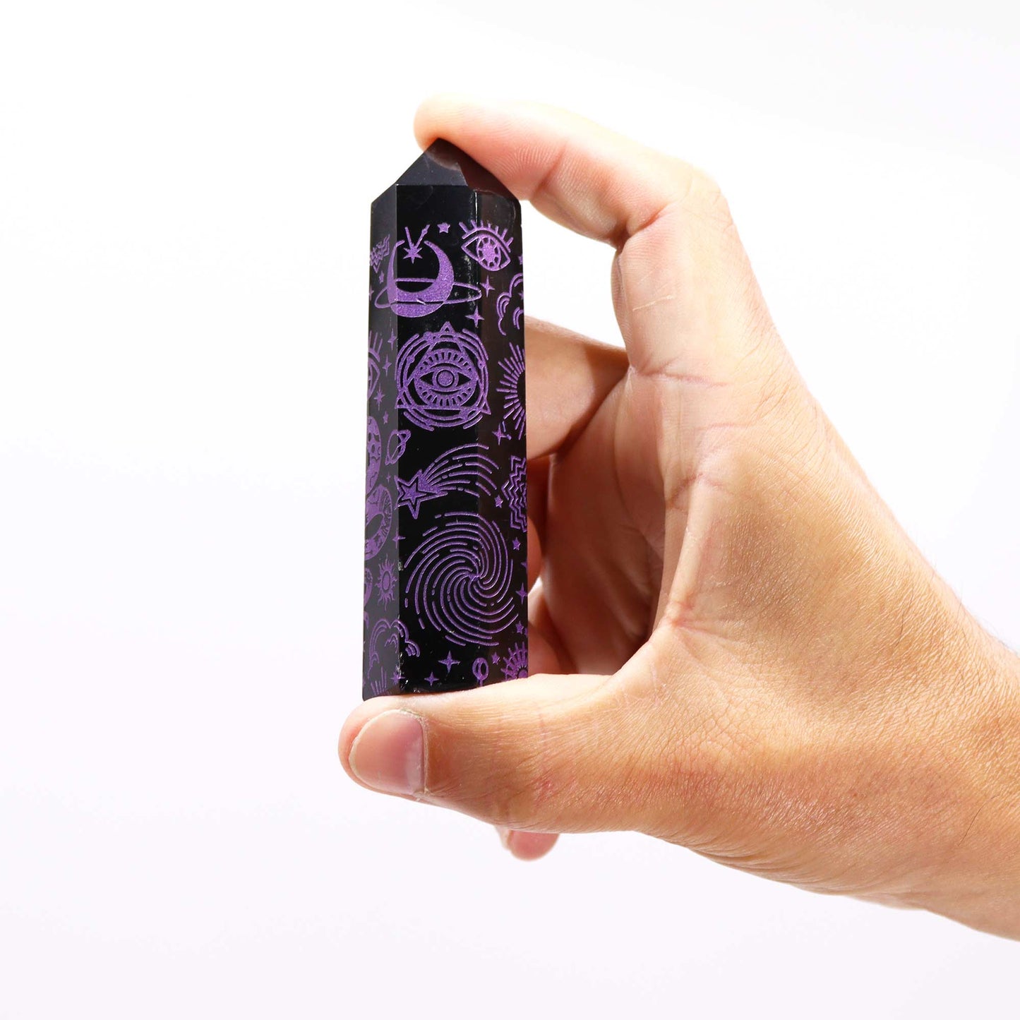 Pointes d'obsidienne noire (environ 60-70 g, 9 cm) - Histoire mystique - Violet foncé