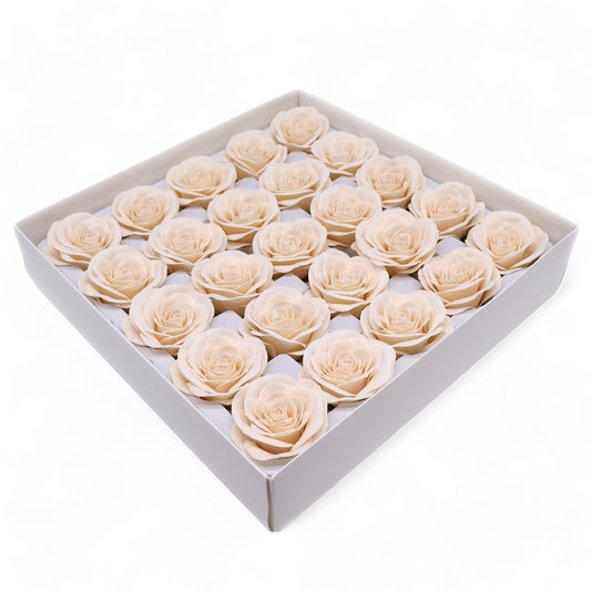 Fleur de savon artisanale - Grande rose vintage - Ivoire victorien