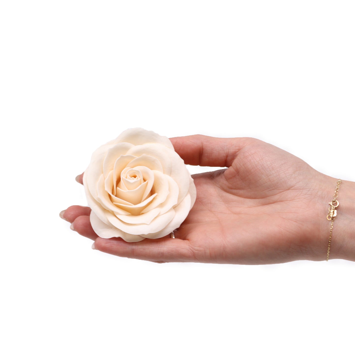 Fleur de savon artisanale - Grande rose vintage - Ivoire victorien