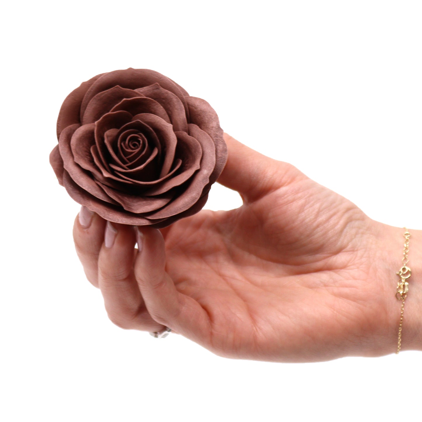 Fleur de savon artisanale - Grande rose vintage - Chocolat