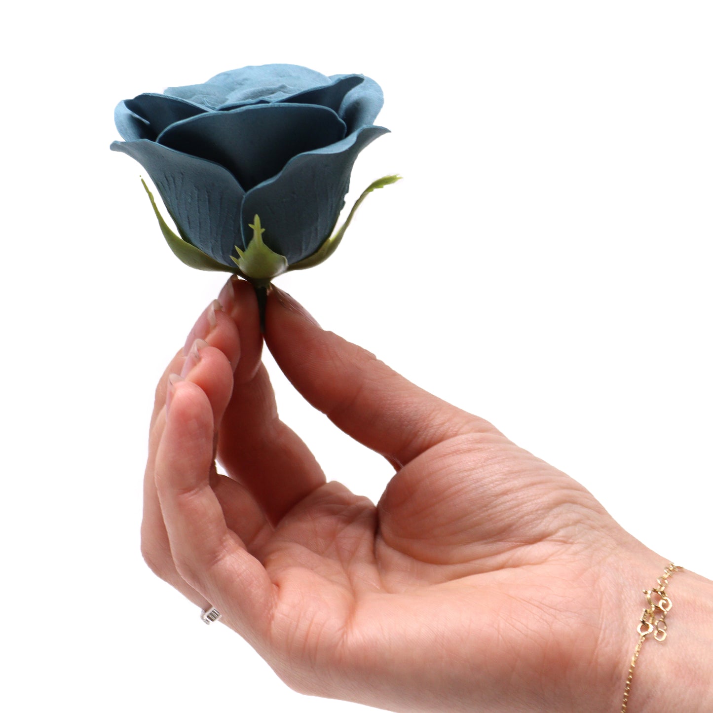 Fleur de savon artisanale - Grande rose vintage - Sarcelle Ironhead