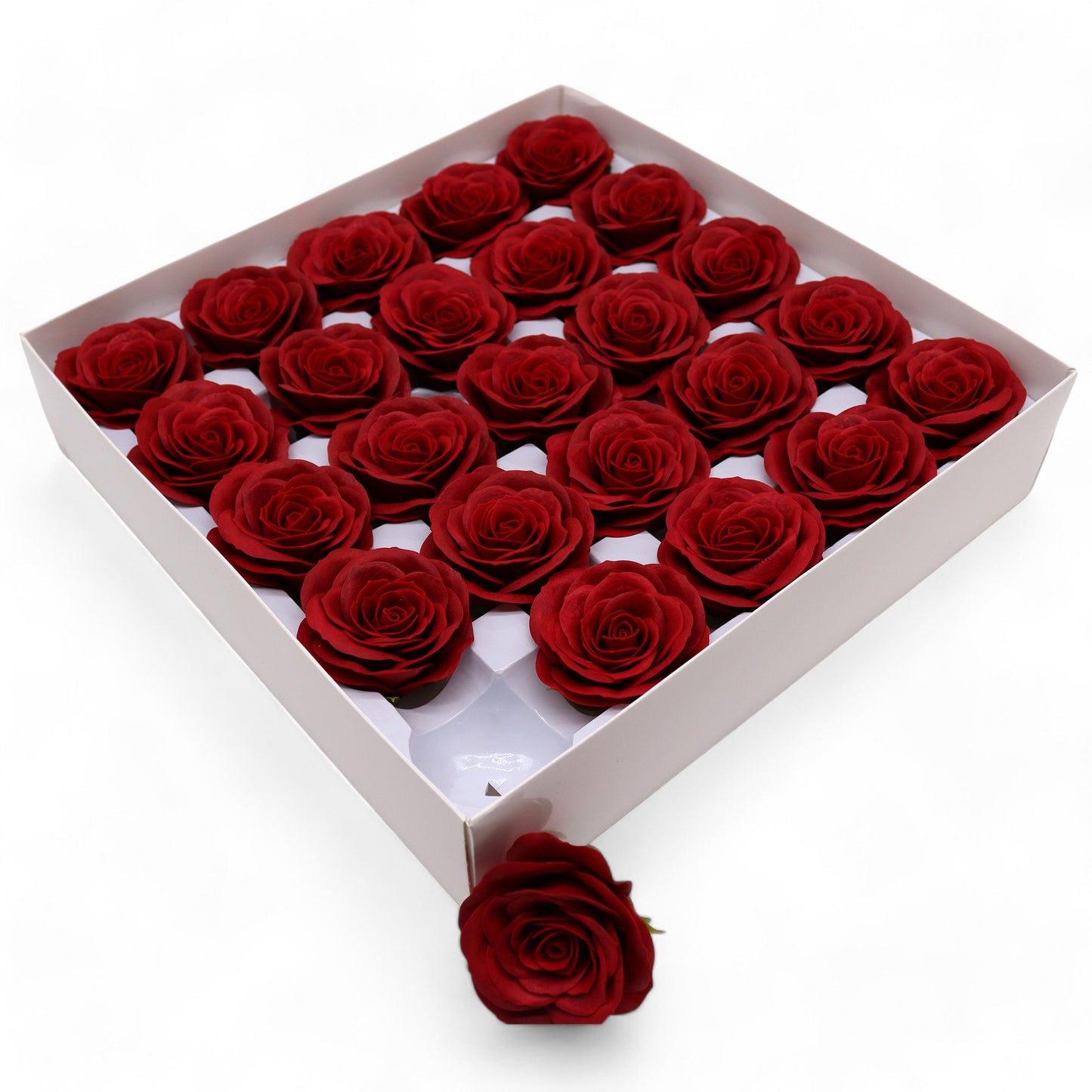 Fleur de savon artisanale - Grande rose vintage - Écarlate