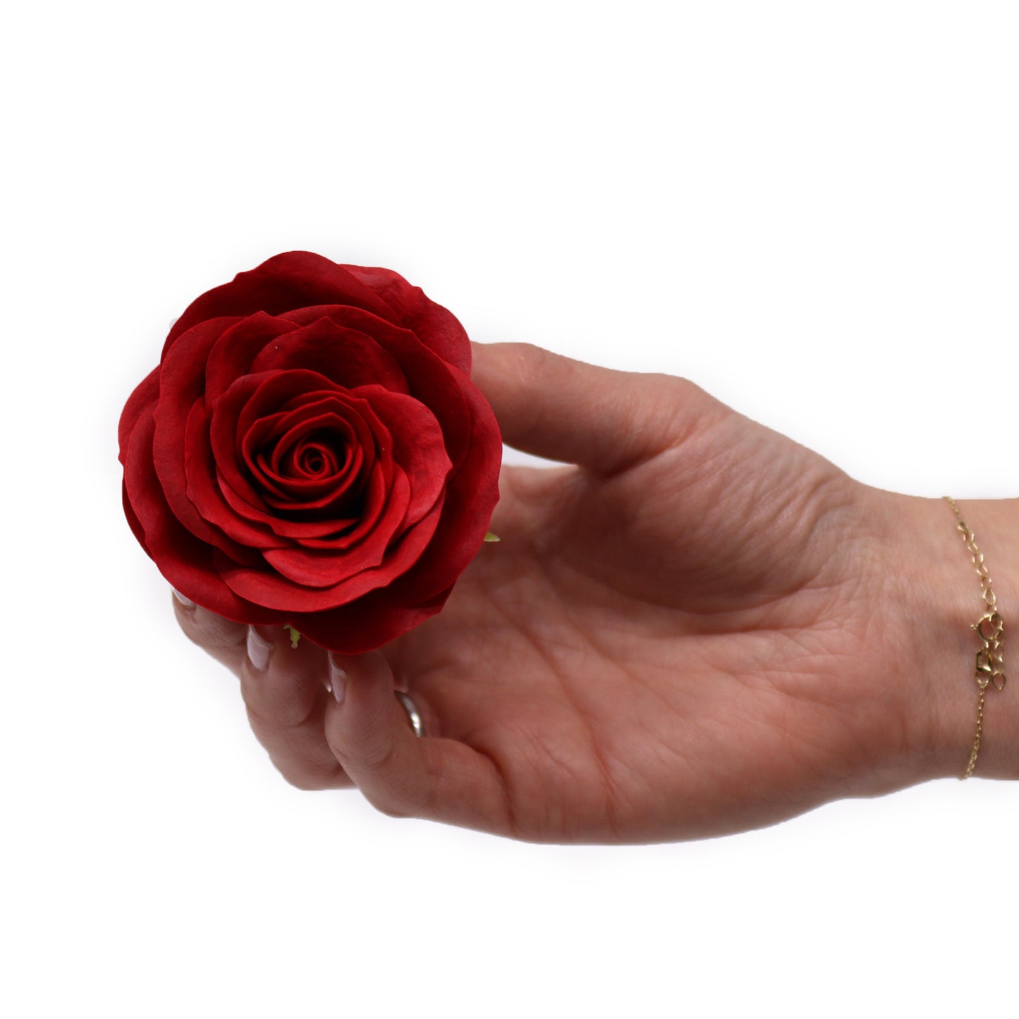 Fleur de savon artisanale - Grande rose vintage - Écarlate