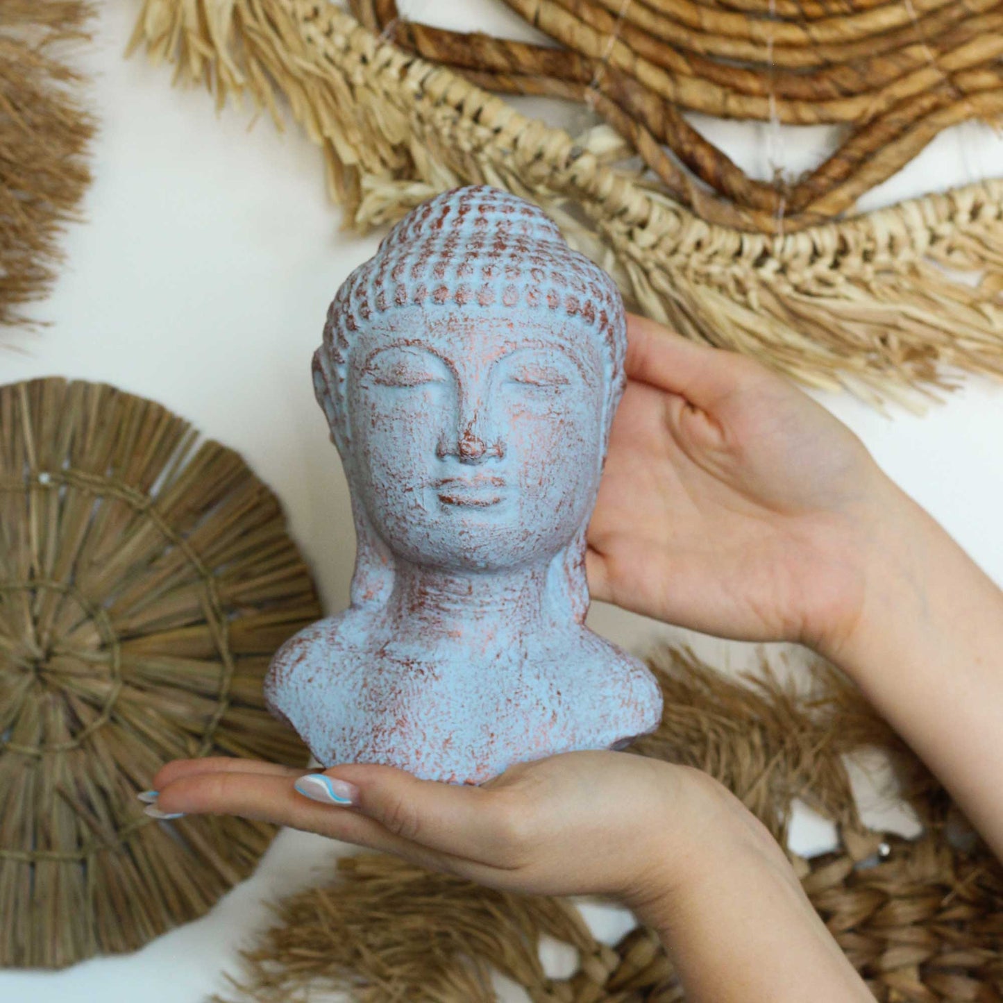 Tête de Bouddha Tranquillité - Cuivre Bleu