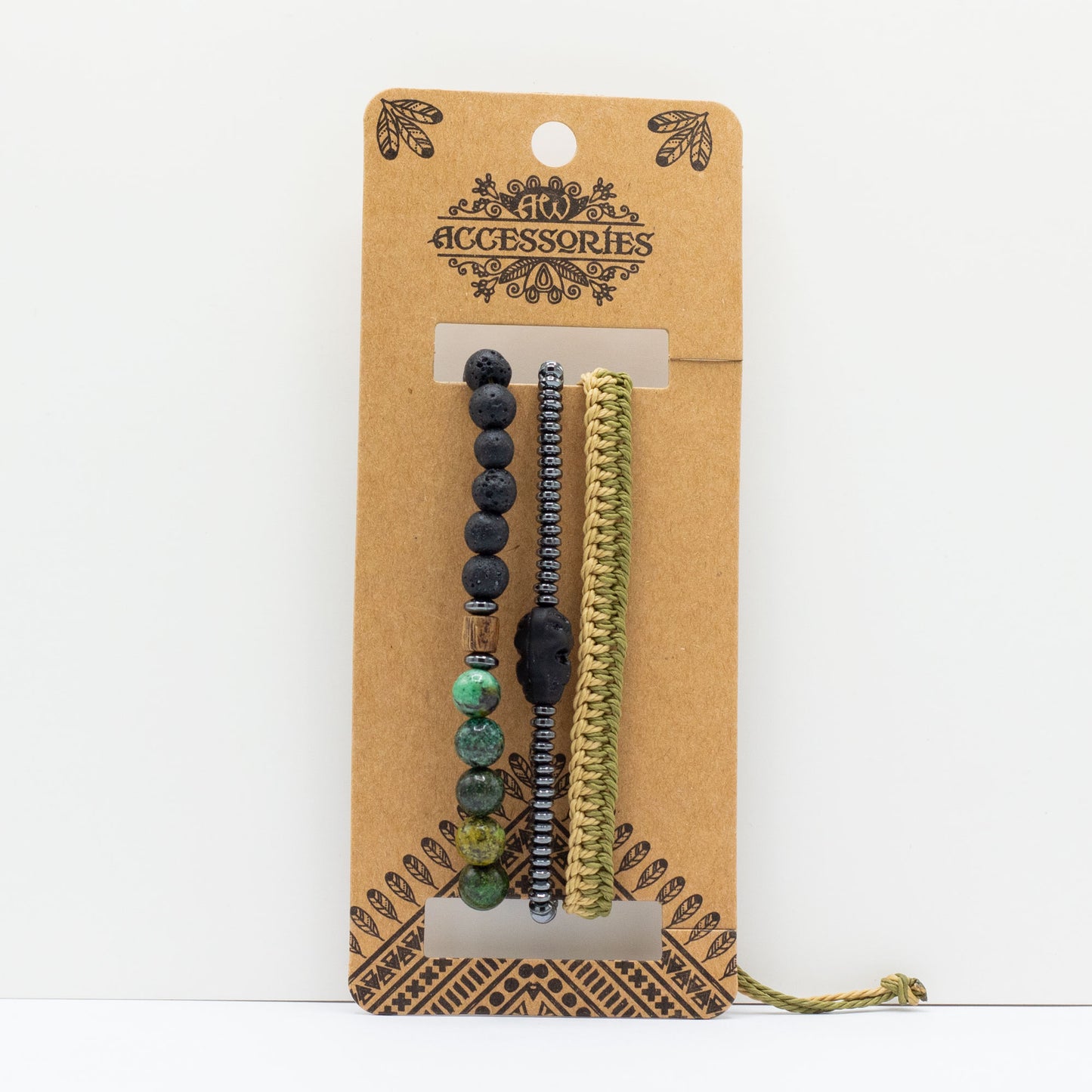 Ensemble de bracelets pour homme - Vert extérieur