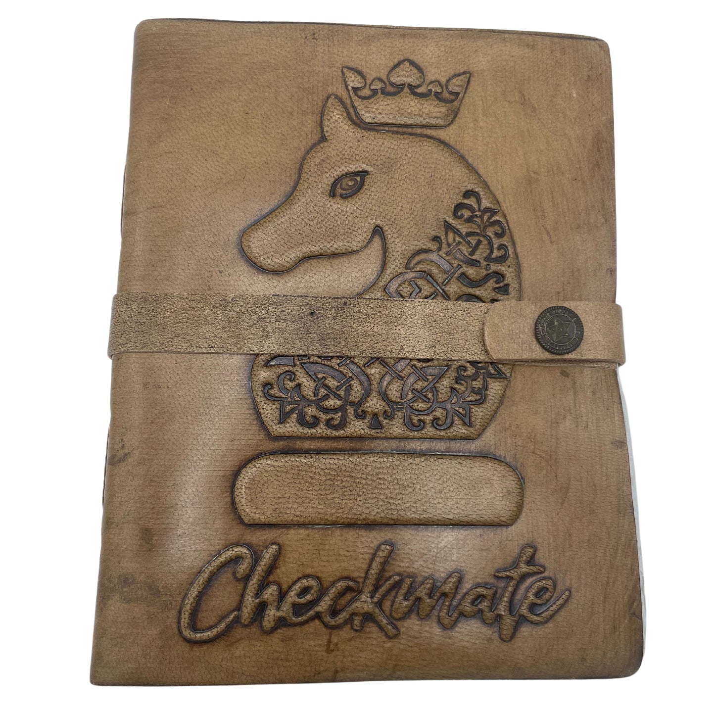 Carnet Checkmate - Marron clair avec bords usés