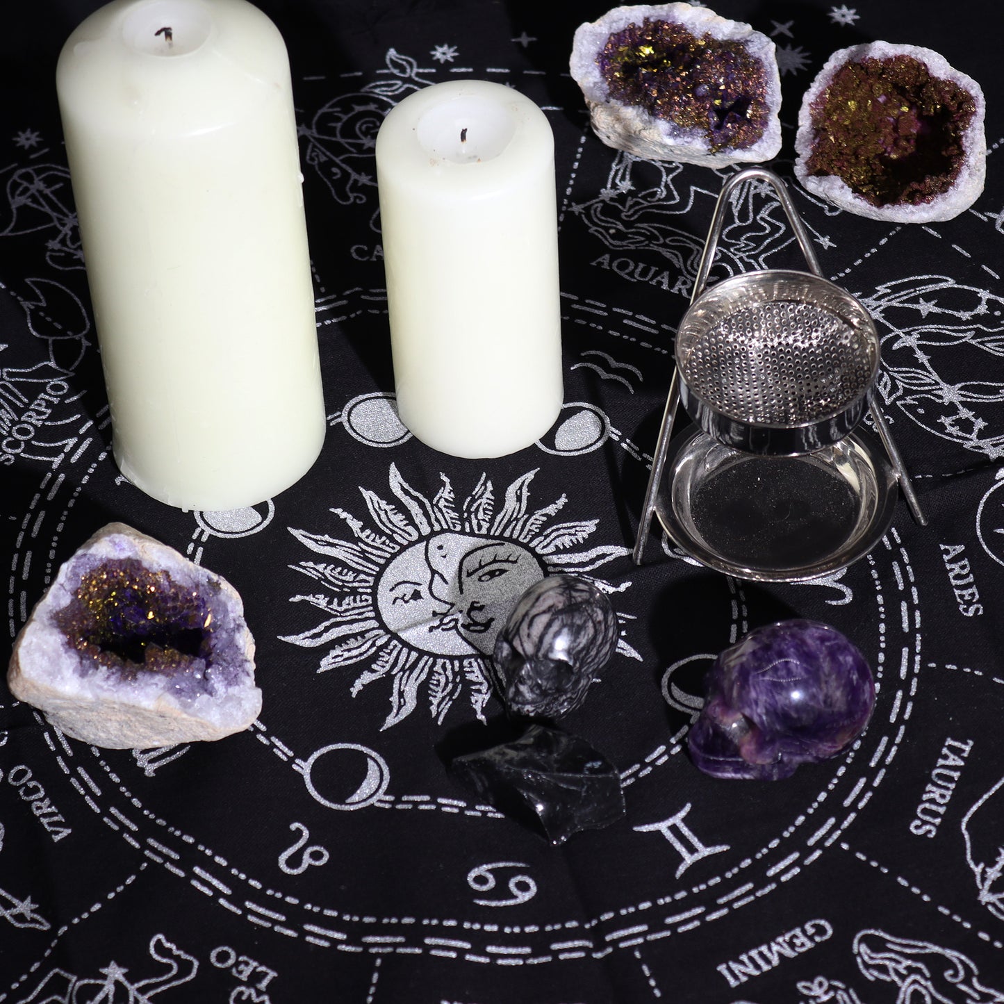 Nappe d'autel ésotérique à franges - Horoscope