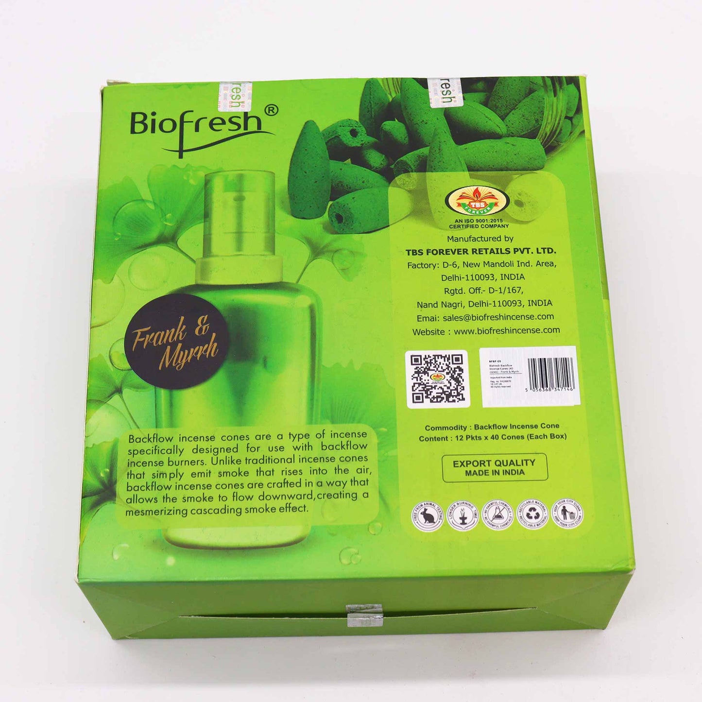 Cônes d'encens Biofresh Backflow (40 cônes) - Frank &amp; Myrrh