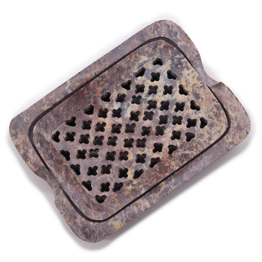 Porte-savon et égouttoir en stéatite 11x8cm - Carré Classique