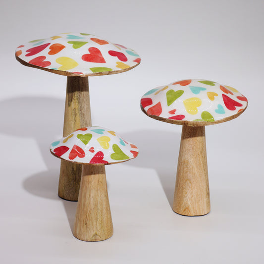 Grand champignon - 20 cm - Cœurs pastel