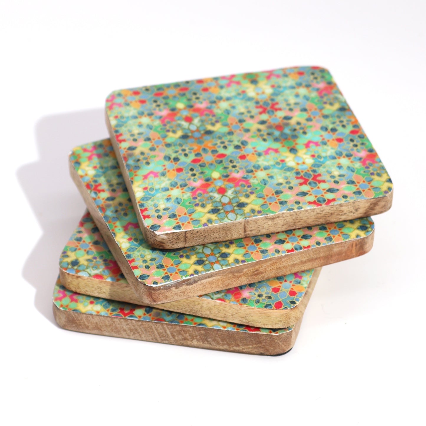 Lot de 4 sous-verres carrés - Motif carreaux méditerranéens