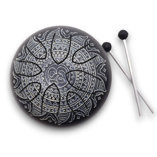 Tambour Mandala Om gravé - 16 cm