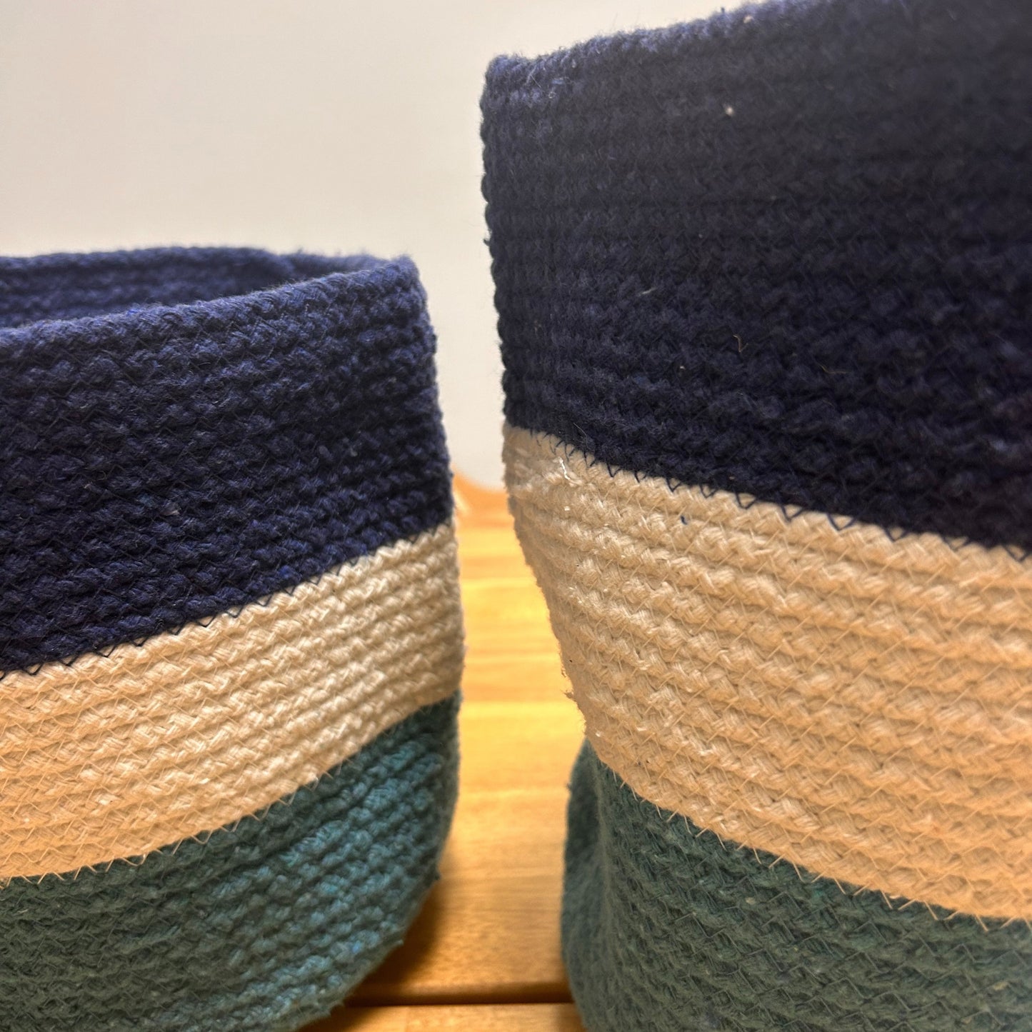 Lot de 3 paniers en corde de jute avec mauvais œil - 15cm / 20cm / 25cm