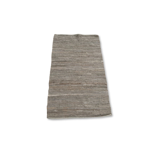 Petit tapis indien en coton tissé main - 50 x 90 cm - Anthracite